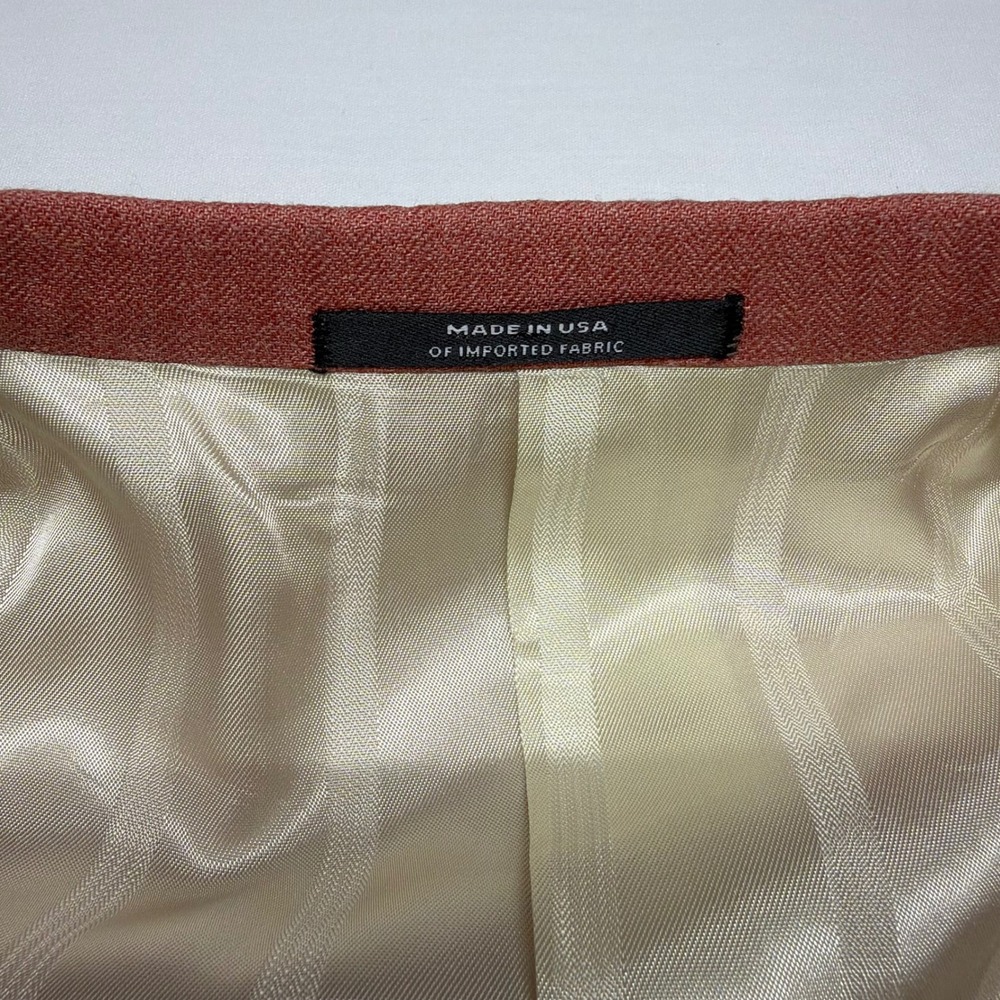 Austin Reed 41R Salmon Herringbone Sport Coat Blazer Union Made USA Wedding - Picture 8 of 15